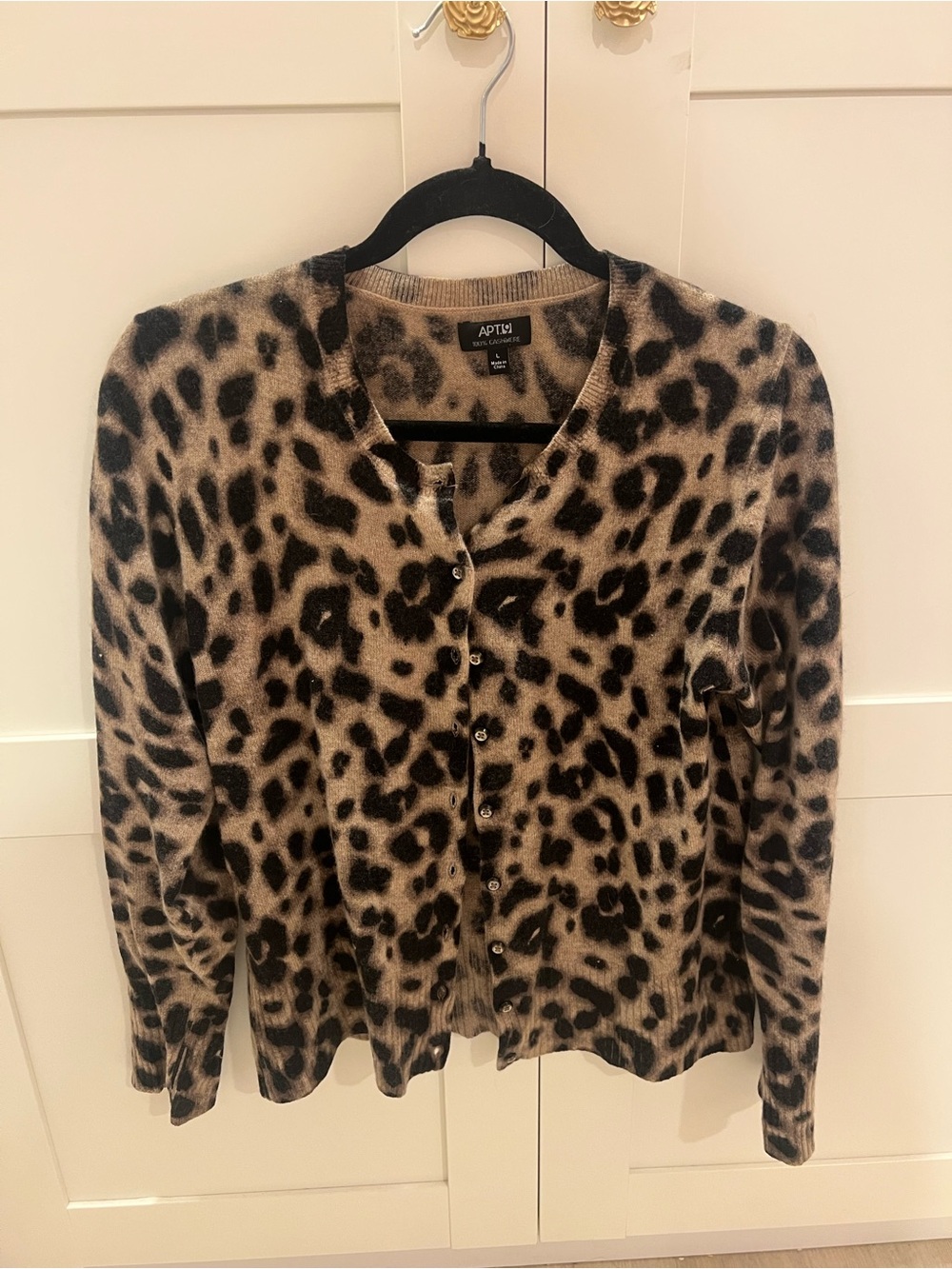 Apt. 9 Leopard Print Button-Front Cardigan - Tan/Black